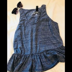 NWT POOF HEATHERED BLUE TANK w/PEPLUM  size Large